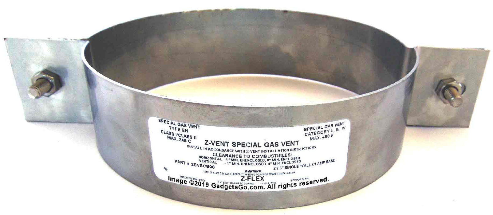 Z-Vent Clamp Band Vent Pipe Support Single-Double Wall Stainless Steel