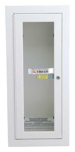 Alta Fire Extinguisher Cabinet, Semi-Recessed, Steel, White, 9x24x5-3/4